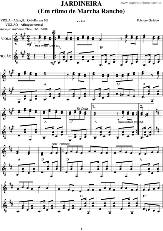 Partitura da música Jardineira v.7