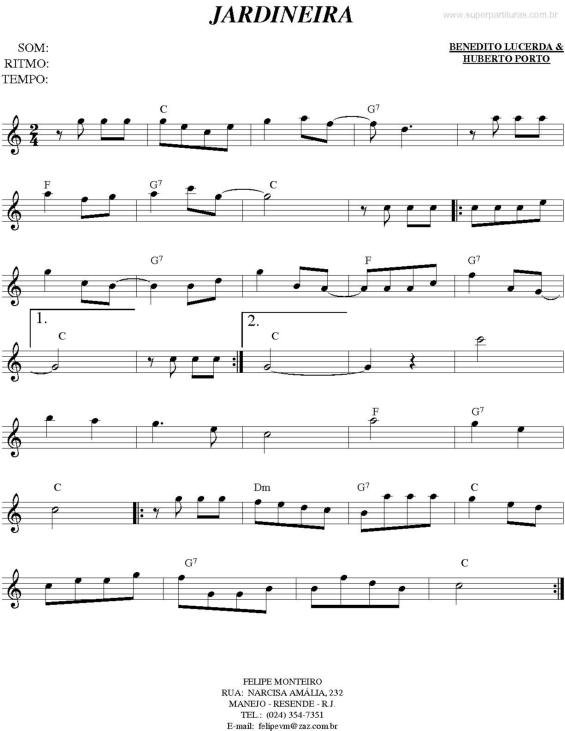 Partitura da música Jardineira