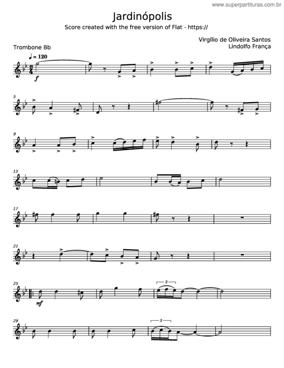 Partitura da música Jardinópolis – Virgílio De Oliveira Santos