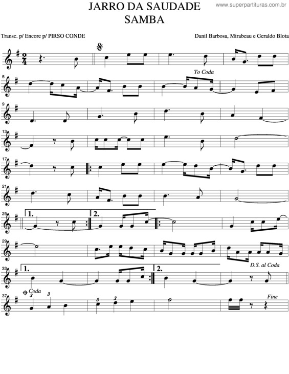 Partitura da música Jarro Da Saudade v.2