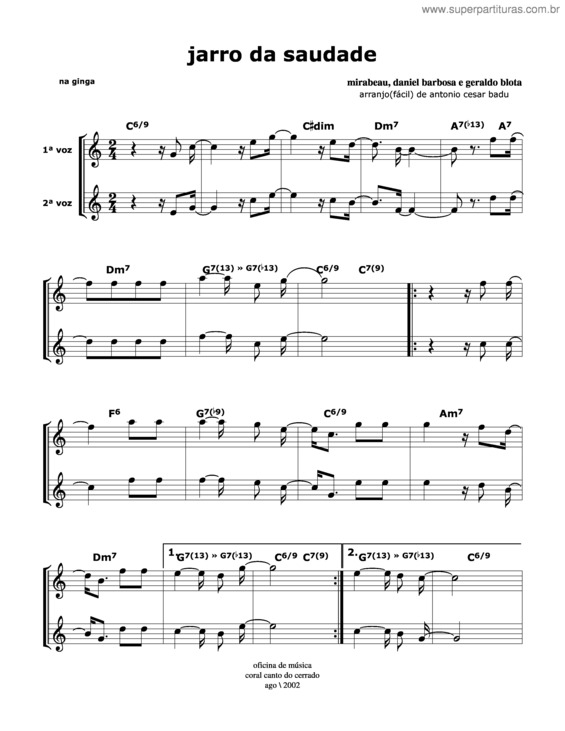 Partitura da música Jarro Da Saudade