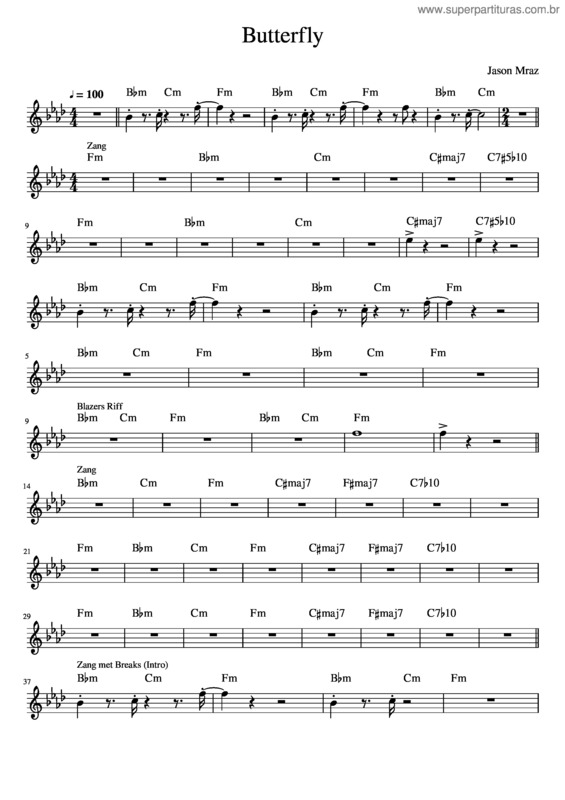 Partitura da música Jason Mraz