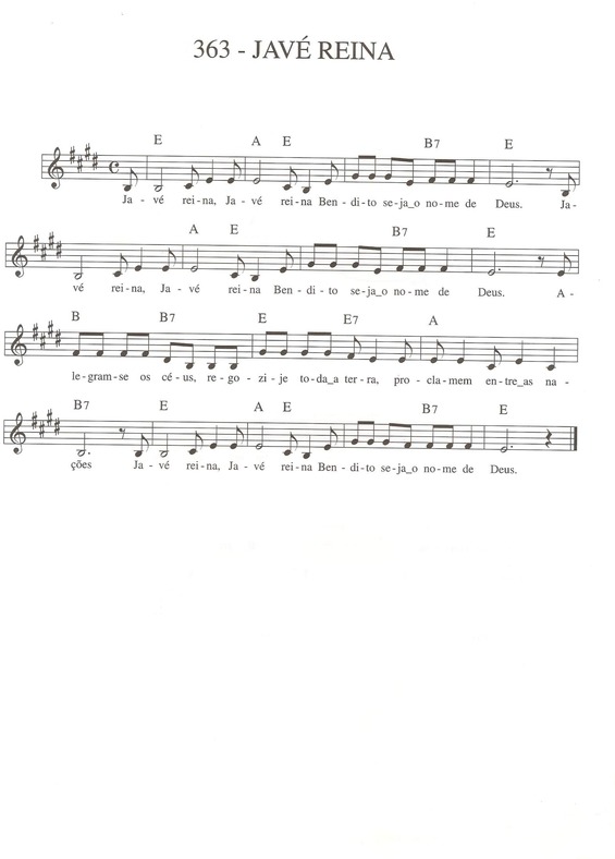 Partitura da música Javé Reina