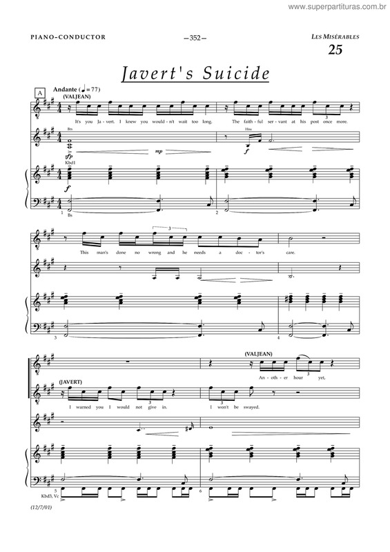 Partitura da música Javert`s suicide