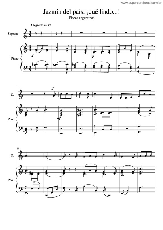 Partitura da música Jazmín Del País: ¡Qué Lindo...!