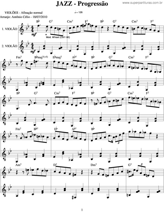 Partitura da música Jazz - Progressão