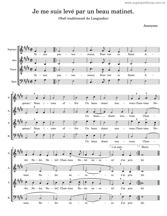 Partitura da música Je Me Suis Levé Par Un Beau Matinet