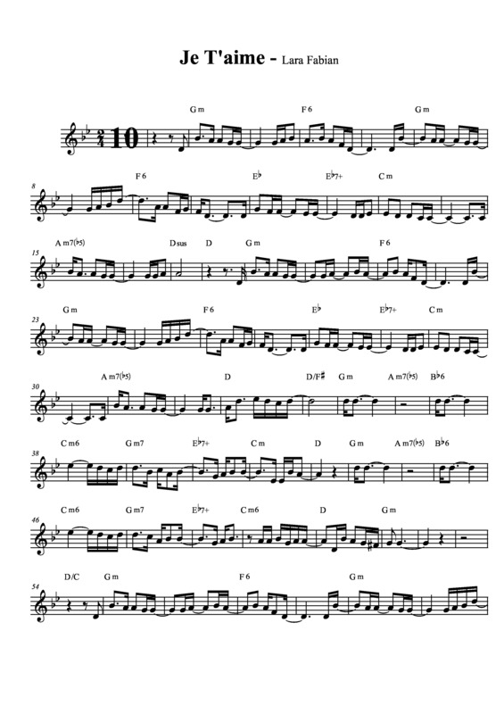 Partitura da música Je T´aime v.3