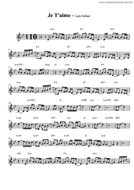 Partitura da música Je T'aime v.4