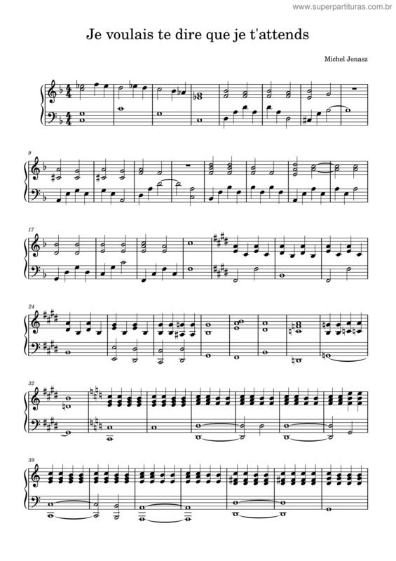 Partitura da música Je Voulais Te Dire Que Je T`Attends