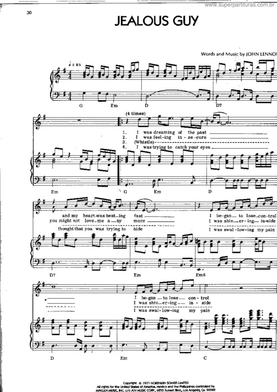 Partitura da música Jealous Guy v.3