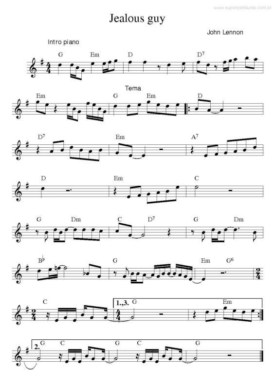 Partitura da música Jealous Guy