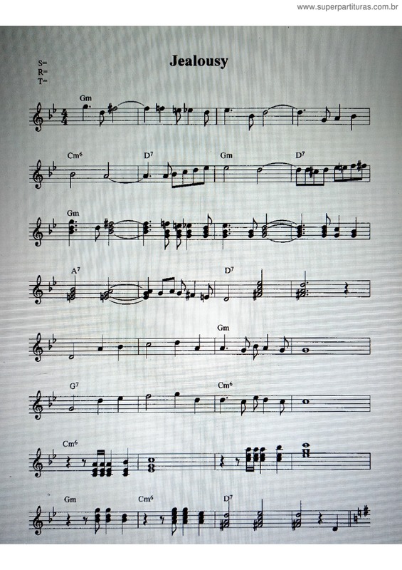 Partitura da música Jealousy