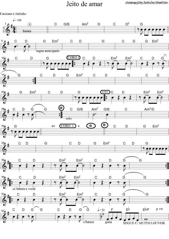 Partitura da música Jeito De Amar v.2