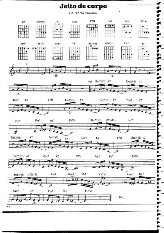 Partitura da música Jeito do Corpo