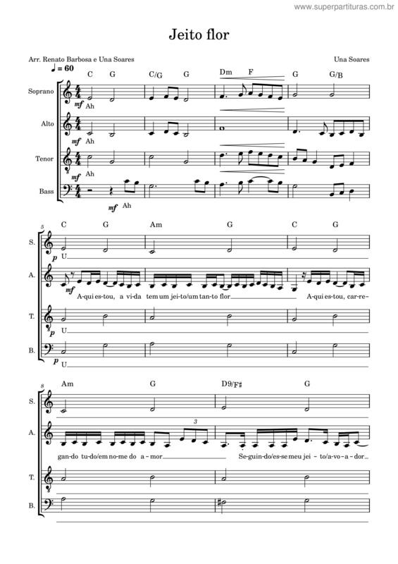 Partitura da música Jeito Flor