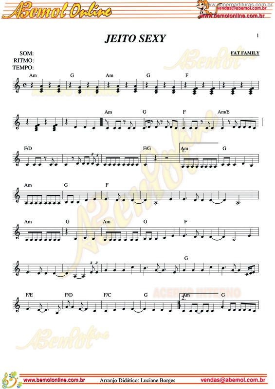 Partitura da música Jeito Sexy v.2