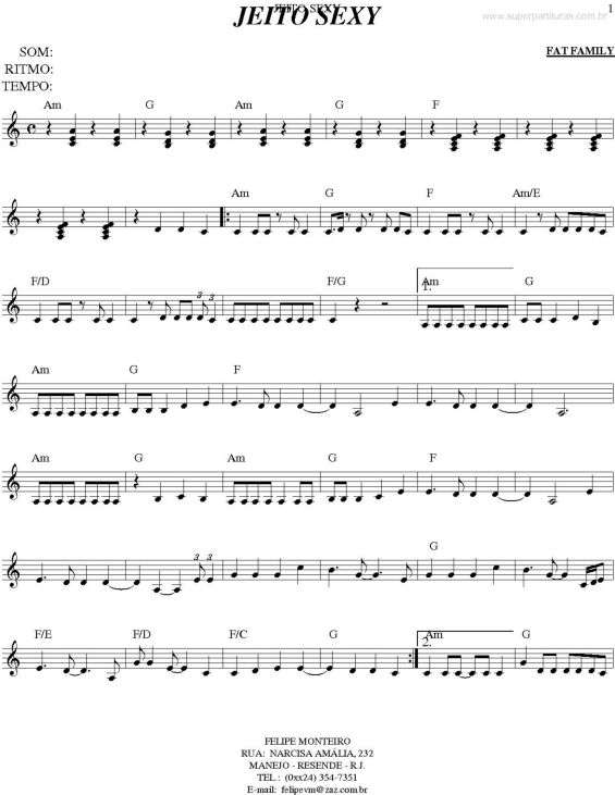 Partitura da música Jeito Sexy