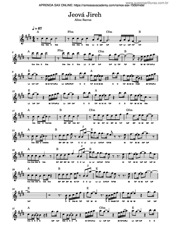 Partitura da música Jeová Jireh v.2