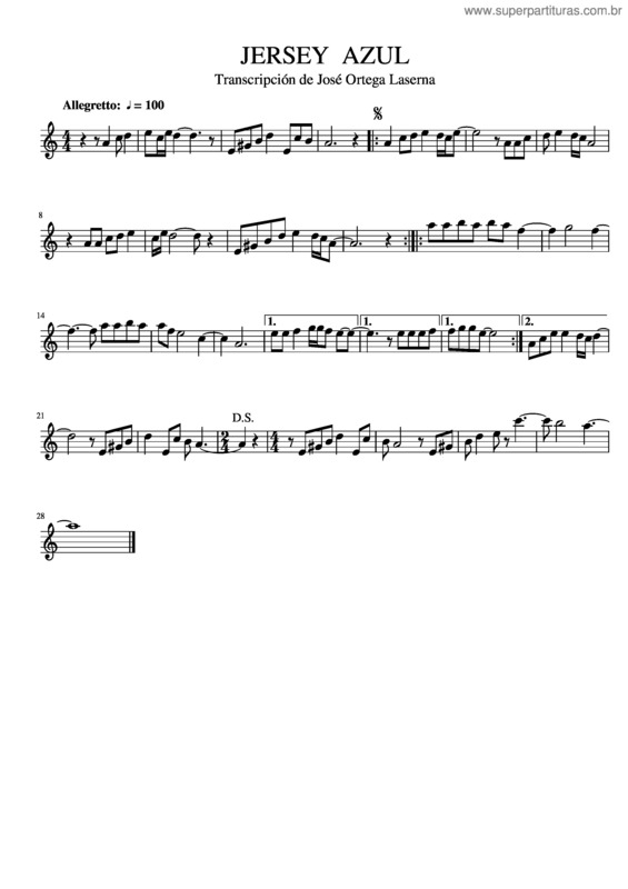 Partitura da música Jersey Azul  Do