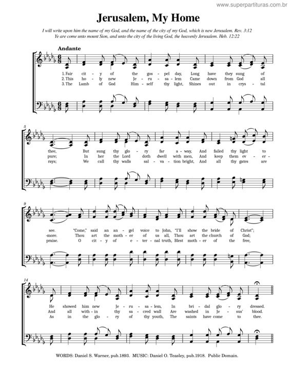 Partitura da música Jerusalem My Home