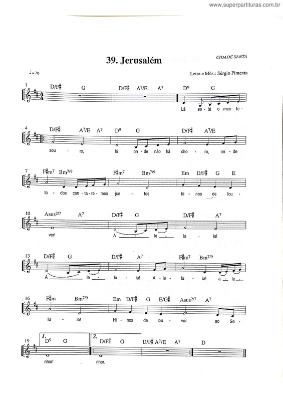 Partitura da música Jerusalém v.9