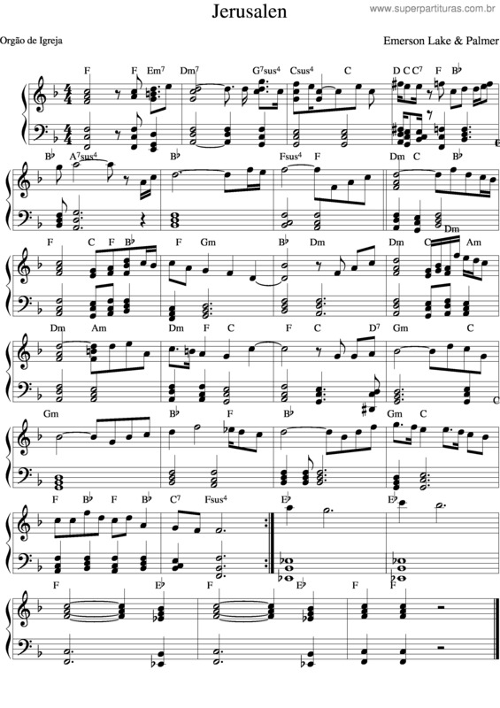 Partitura da música Jerusalen