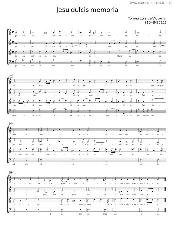 Partitura da música Jesu, Dulcis Memoria – Tomás Luis De Victoria v.4