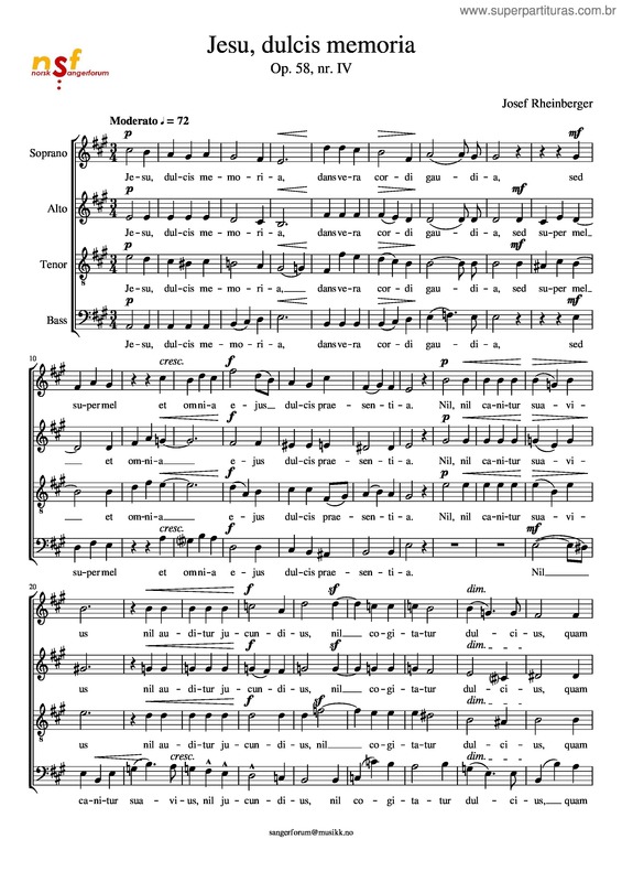 Partitura da música Jesu, Dulcis Memoria v.2