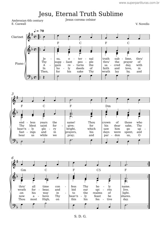 Partitura da música Jesu, Eternal Truth Sublime – Catholic Hymn