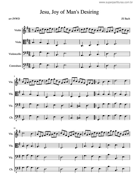 Partitura da música Jesu, Joy Of Man`S Desiring – J S Bach
