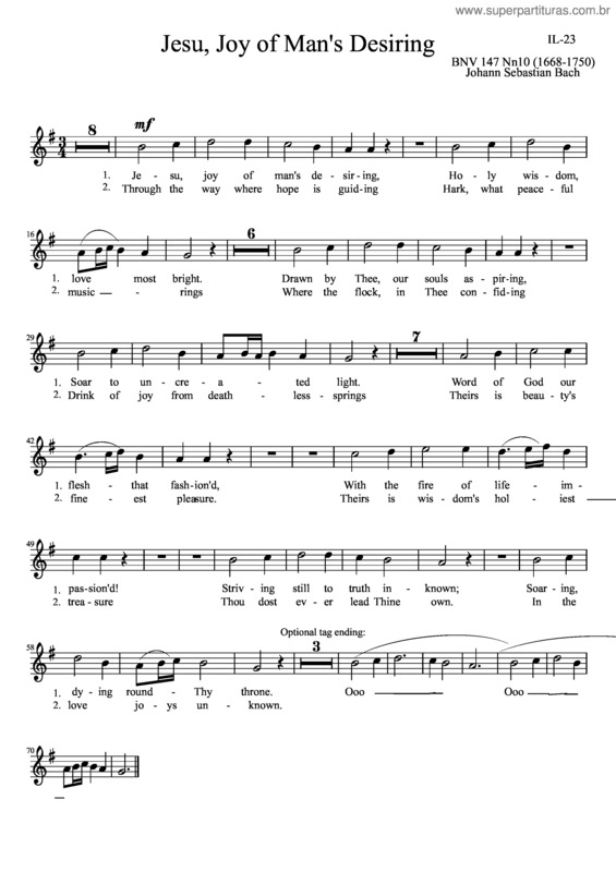 Partitura da música Jesu, Joy Of Man`S Desiring Il–23 Rev. Cont 2