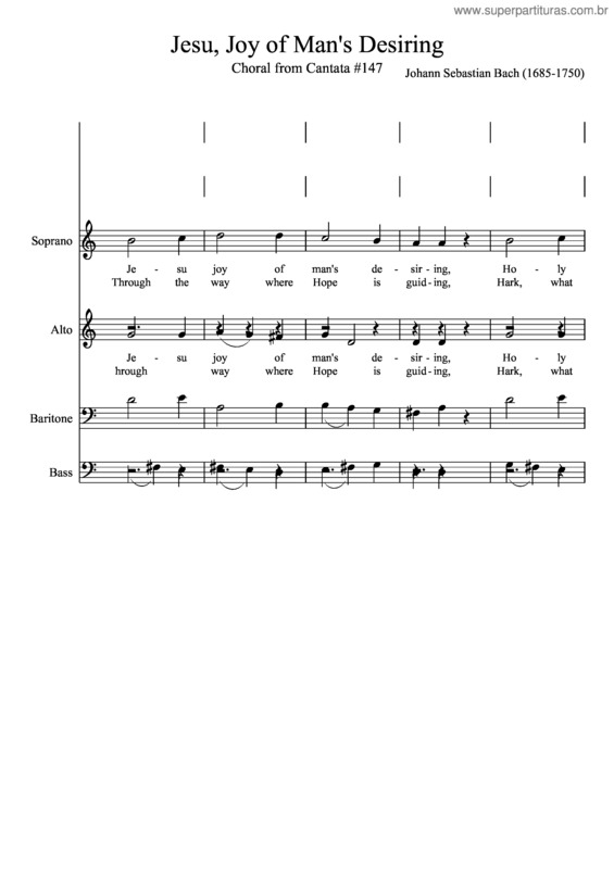 Partitura da música Jesu, Joy Of Man`S Desiring Tenor