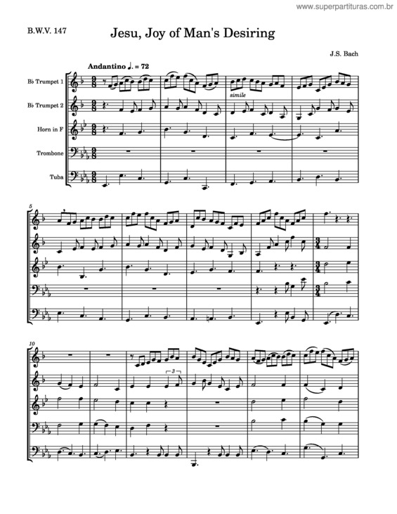 Partitura da música Jesu, Joy Of Man`S Desiring v.13