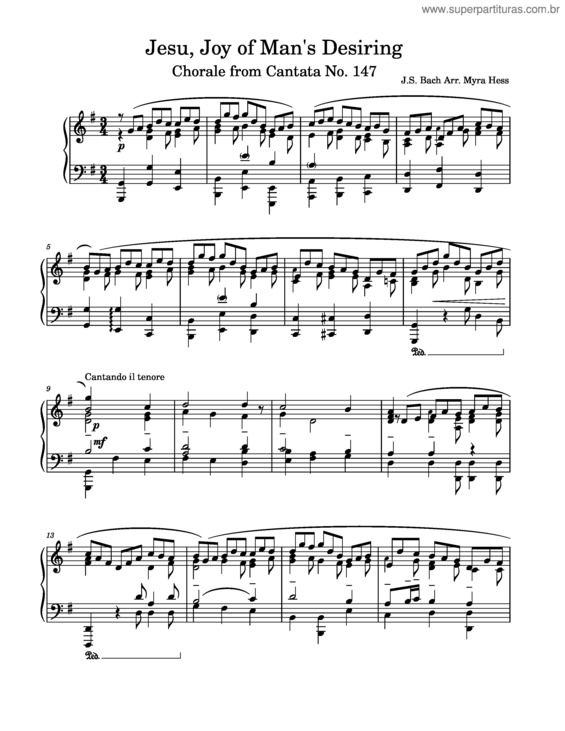 Partitura da música Jesu, Joy Of Man`S Desiring v.17