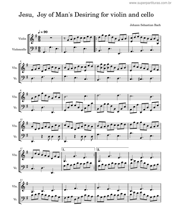 Partitura da música Jesu, Joy Of Man`S Desiring v.18