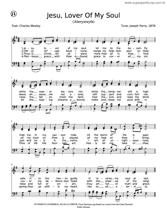 Partitura da música Jesu, Lover Of My Soul