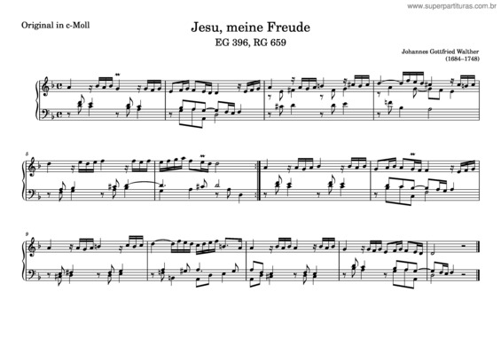Partitura da música Jesu, Meine Freude – Johann Gottfried Walther