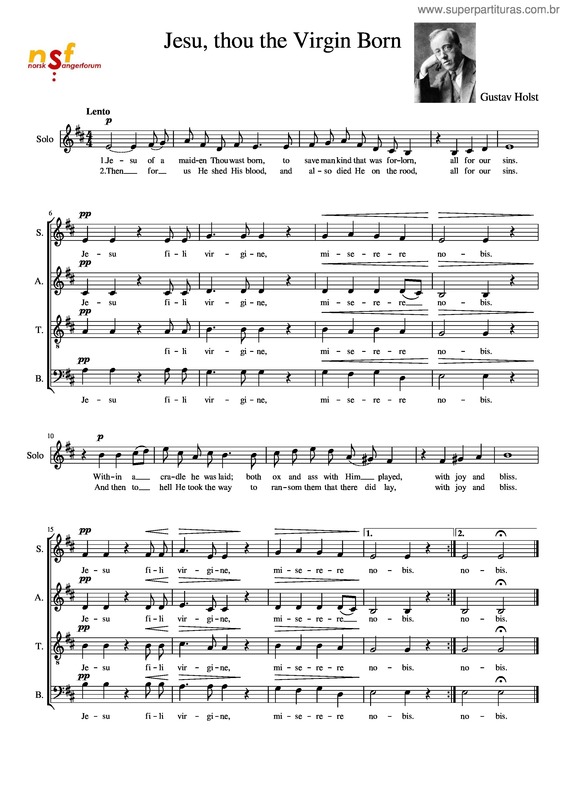 Partitura da música Jesu, Thou The Virgin Born