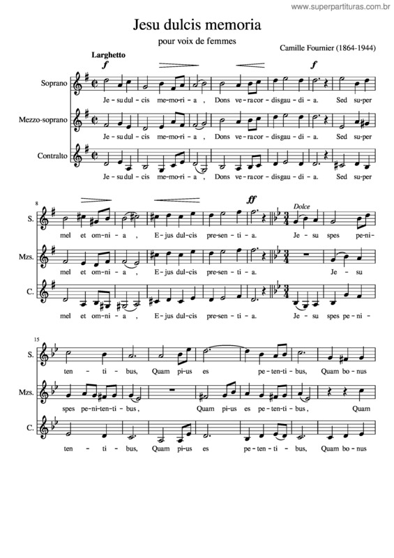 Partitura da música Jesu Dulcis Memoria – Camille Fournier