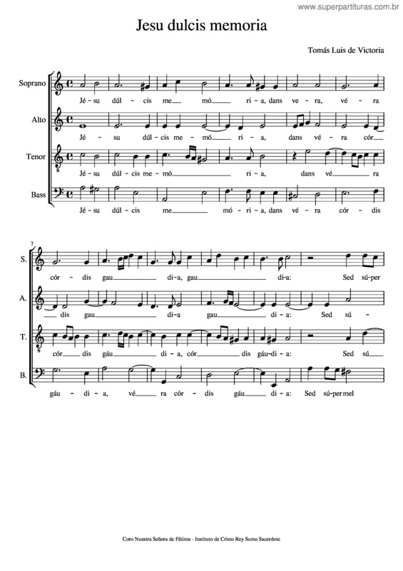 Partitura da música Jesu Dulcis Memoria – Victoria