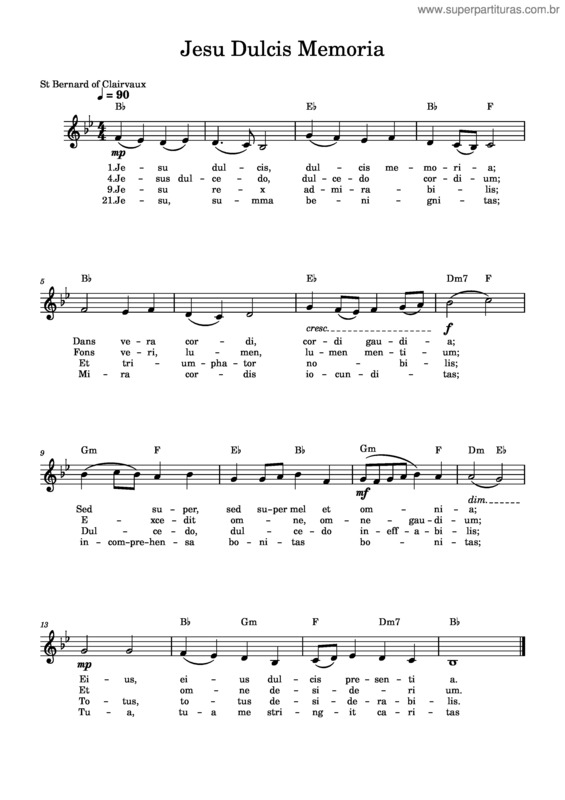Partitura da música Jesu Dulcis Memoria v.3