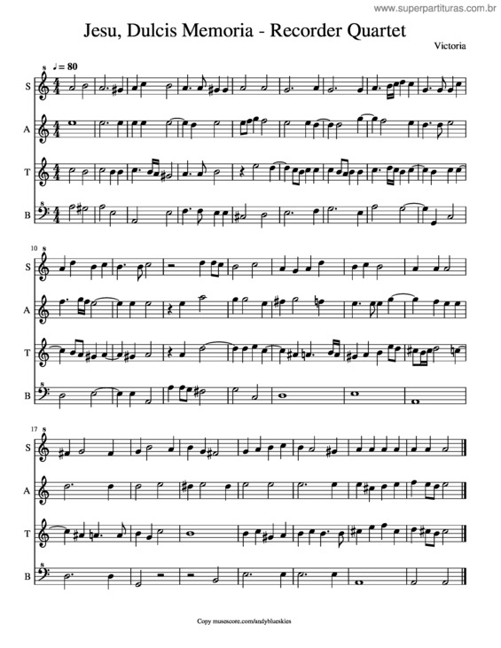 Partitura da música Jesu Dulcis Memoria