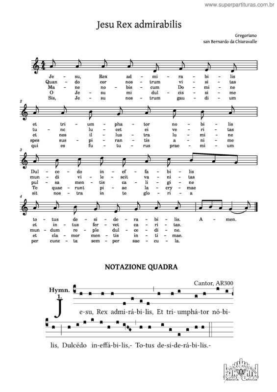 Partitura da música Jesu Rex Admirabilis – Gregoriano Jesu Rex Admirabilis – Gregoriano