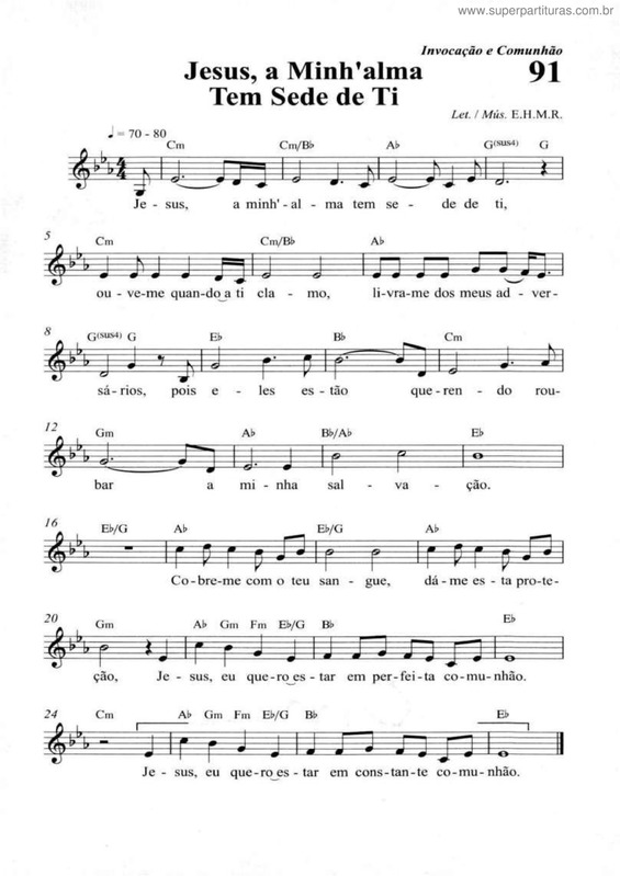 Partitura da música Jesus, A Minh! Alma Tem Sede De Ti