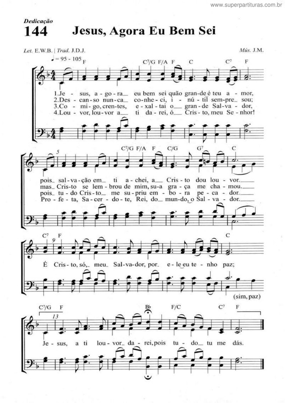 Partitura da música Jesus, Agora Eu Bem Sei