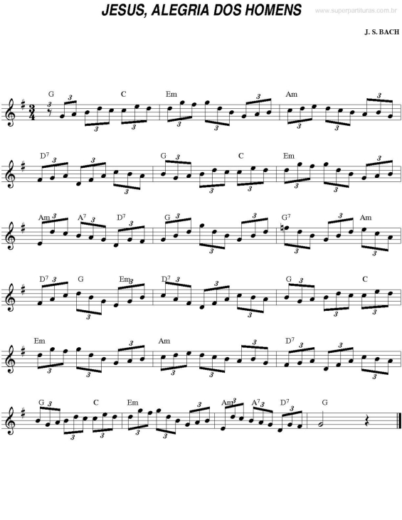 Partitura da música Jesus, Alegris Dos Homens