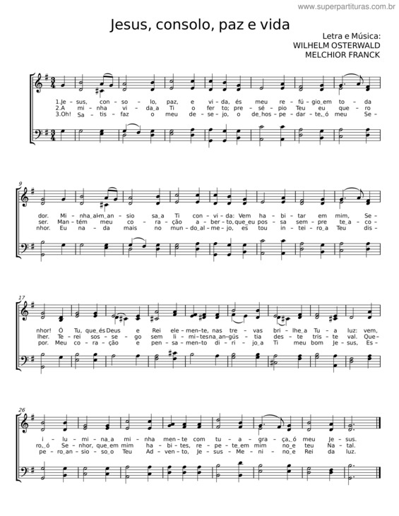 Partitura da música Jesus, Consolo, Paz E Vida – Wilhelm Osterwald