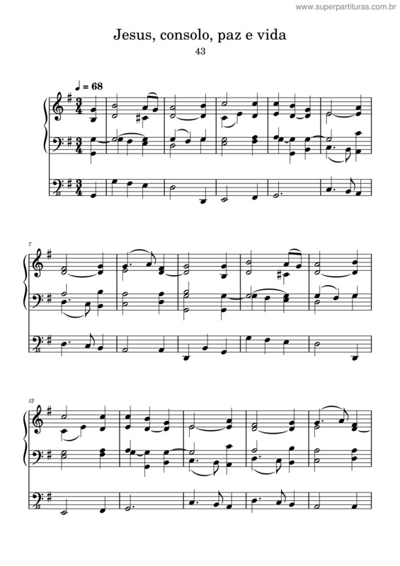 Partitura da música Jesus, Consolo, Paz E Vida