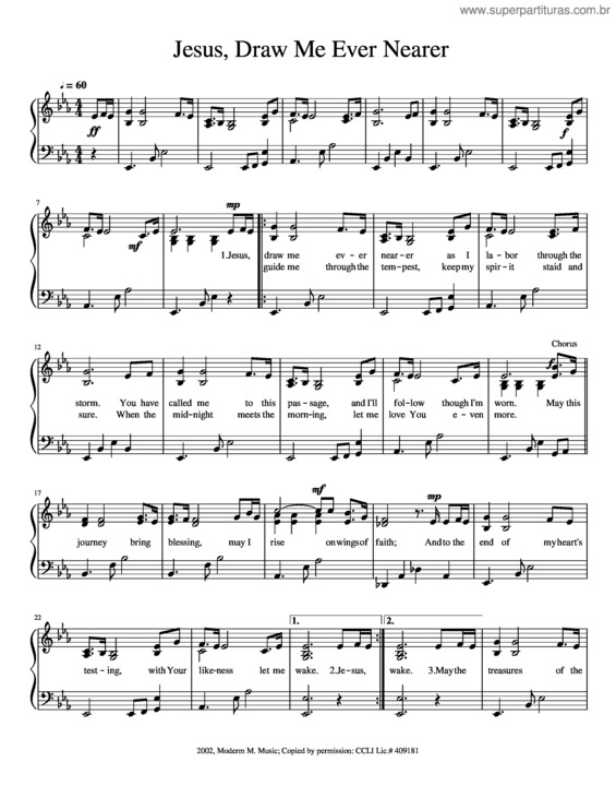 Partitura da música Jesus, Draw Me Ever Nearer